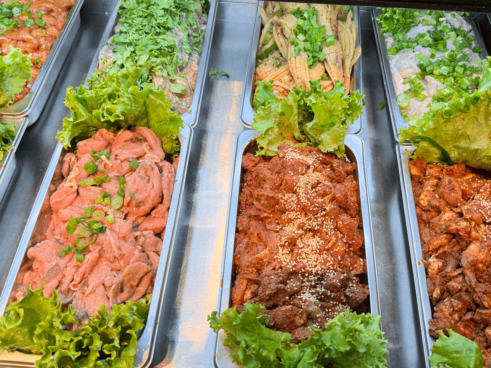 Assorted YGF ingredients ready to choose at the counter